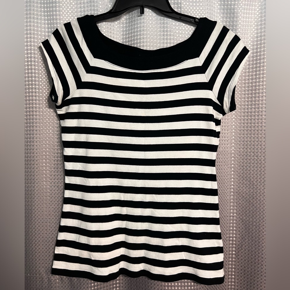 Nautical Black & White Striped Pin-up Top Rockabilly Dress Barn